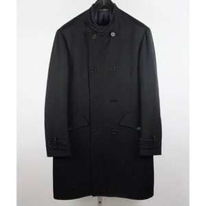 John Varvatos 52 US 42 coat double breasted overcoat black millitary